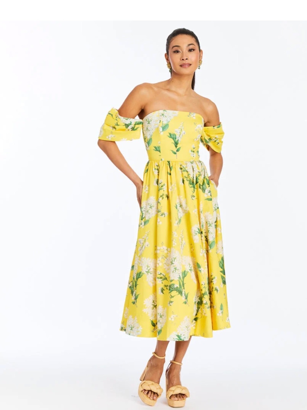 NWT Mestiza Odette Convertible Yellow MIDI Dress 0